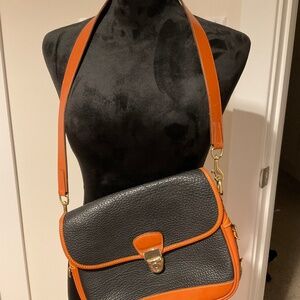 Vintage Dooney & Bourke Leather Blue wCognac Trim Handbag